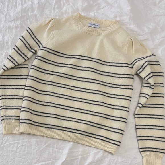 Laura Laval Cream and Black Striped Sweater - Picture 2 of 6